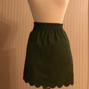 J. Crew Green Scalloped Skirt